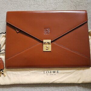 LOEWE Anagram Diplomatico Leather Document Folder In Tan/Brown